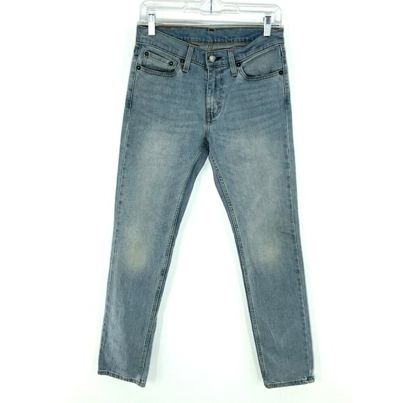 Levis 511 Jeans Mens 29x27 Blue Slim Straight Mid Rise Light Wash Stretch Denim - Picture 1 of 12